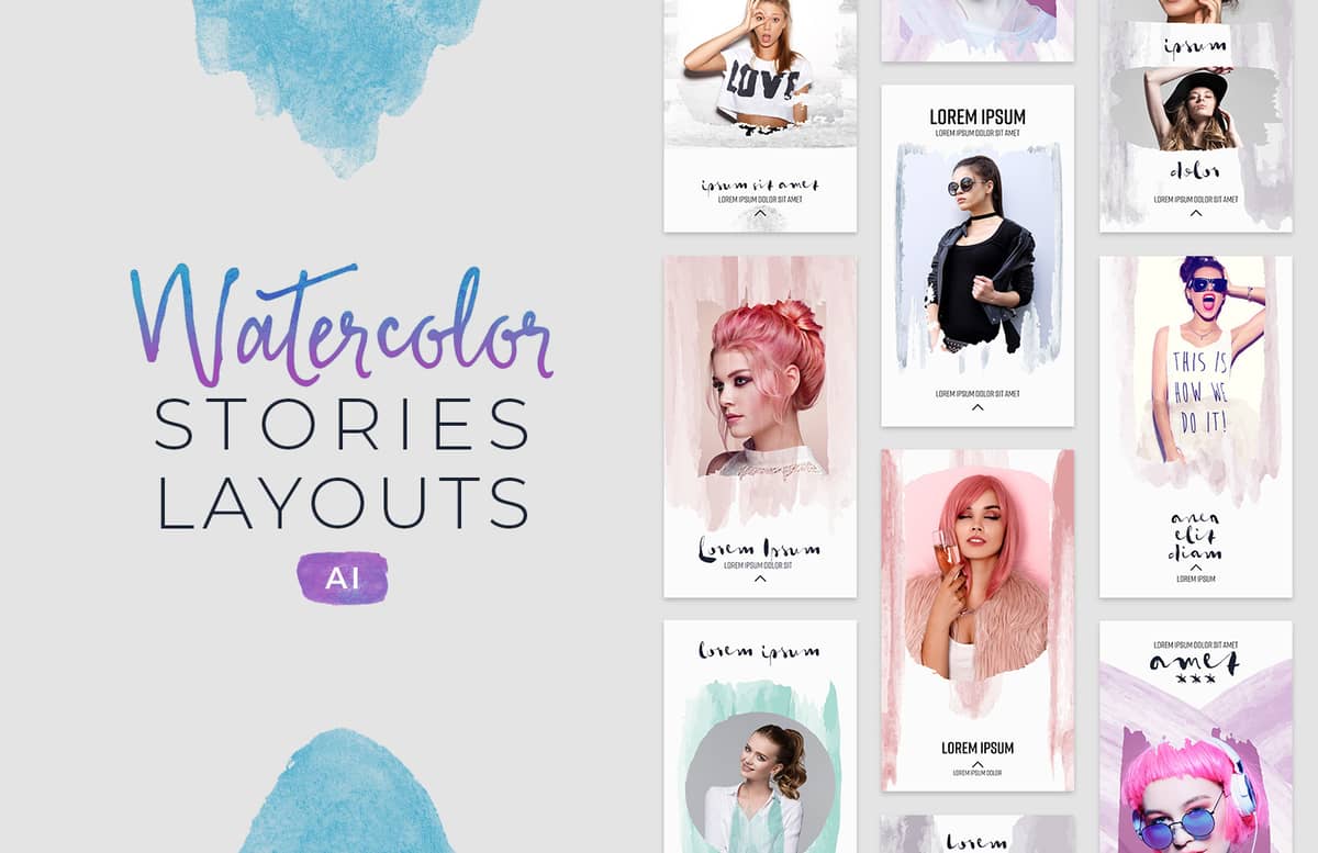 Instagram Watercolor Stories Layouts Preview 1