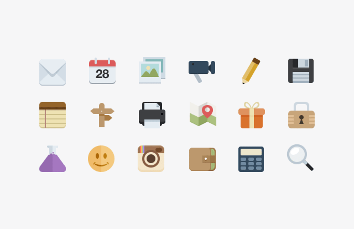 Mini  Flat  Style  Icons 2  Preview1A
