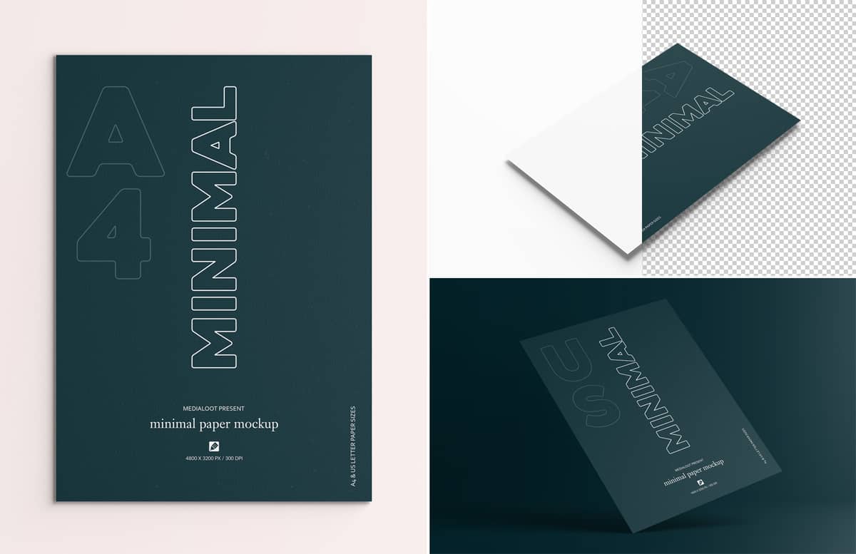 Minimal A4 Us Letter Paper Mockup Preview 1