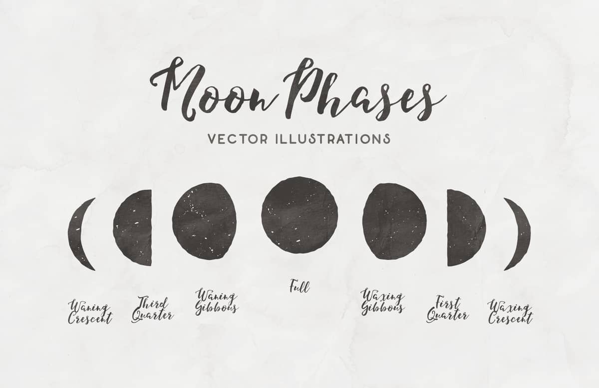 Moon Phases Vector Illustrations Preview 1A