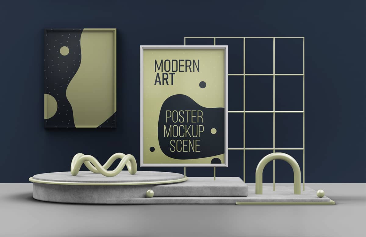 Modern Art Poster Mockup Scene Preview 1