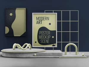 Modern Art Poster Mockup Scene 1