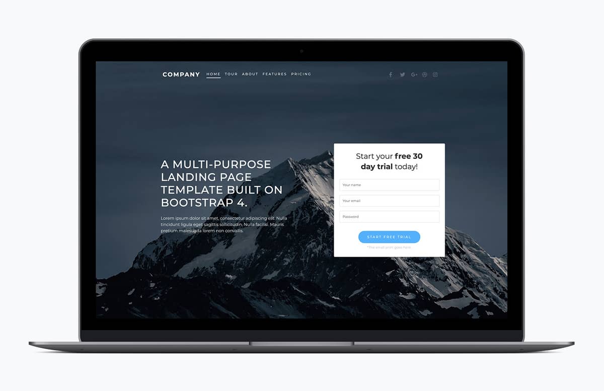 Multipurpose Landing Page Bootstrap Template Preview 1A