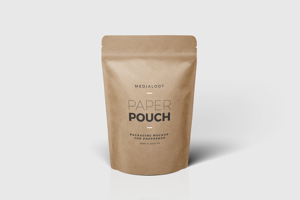 Free Paper Pouch Packaging Mockup — Medialoot
