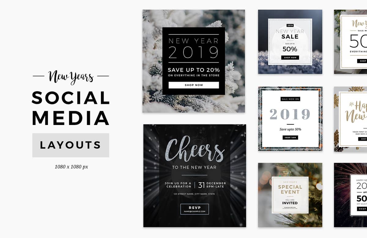 New Years Social Media Layout Preview 1