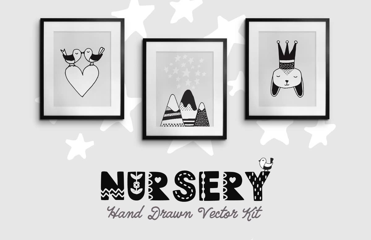 Nursery Hand Drawn Vector Kit Preview 1