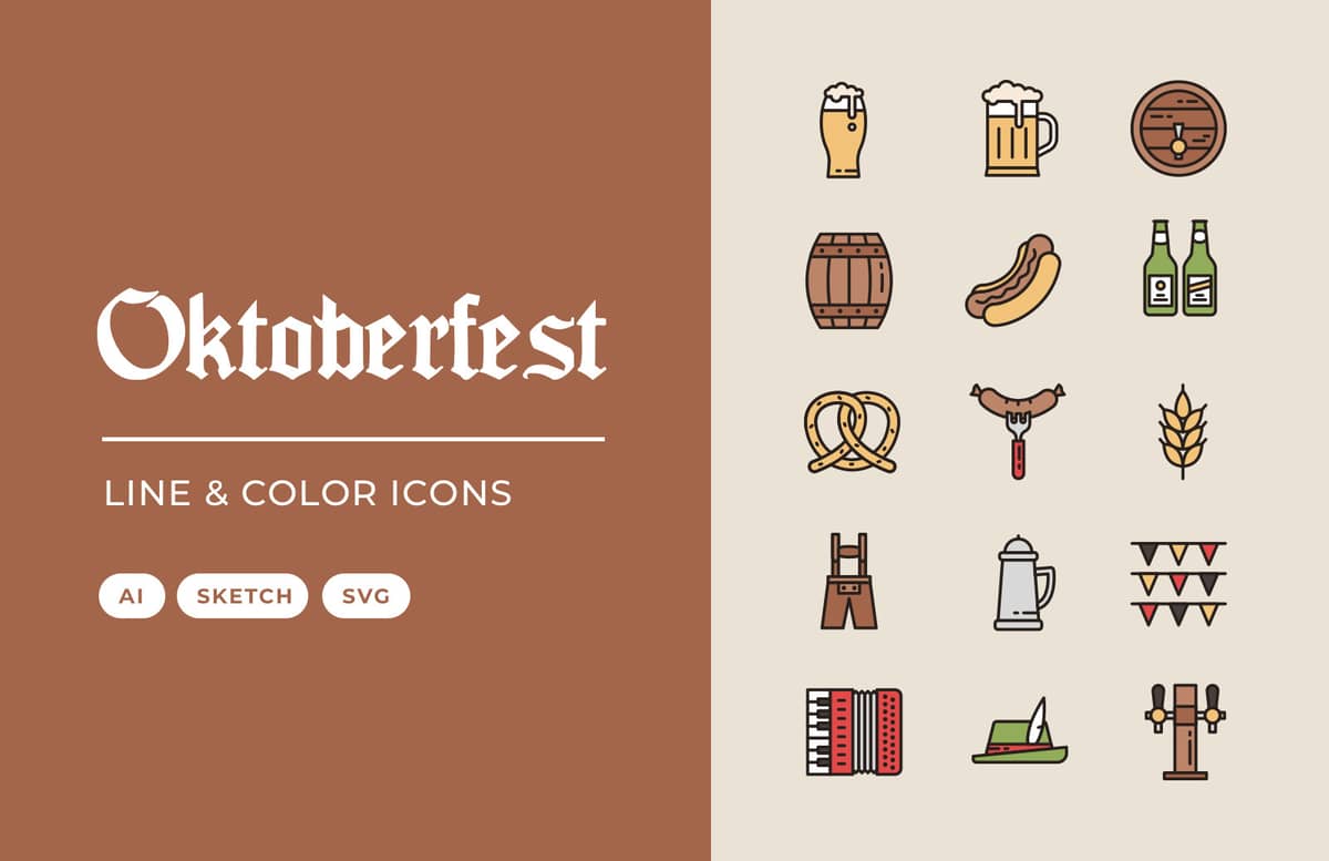 Oktoberfest Line Color Icons Preview 1