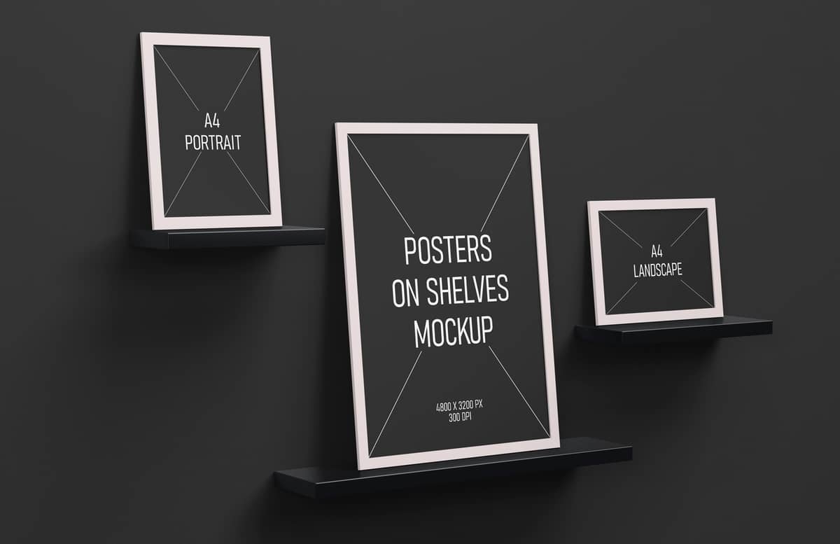 Posters On Shelves Mockup Preview 1