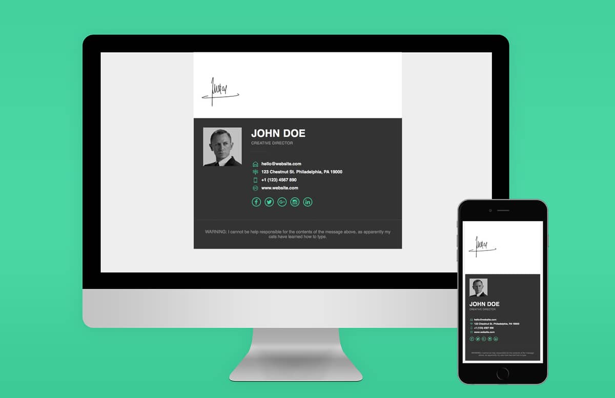 Responsive  Email  Signature  Template  Preview 1A