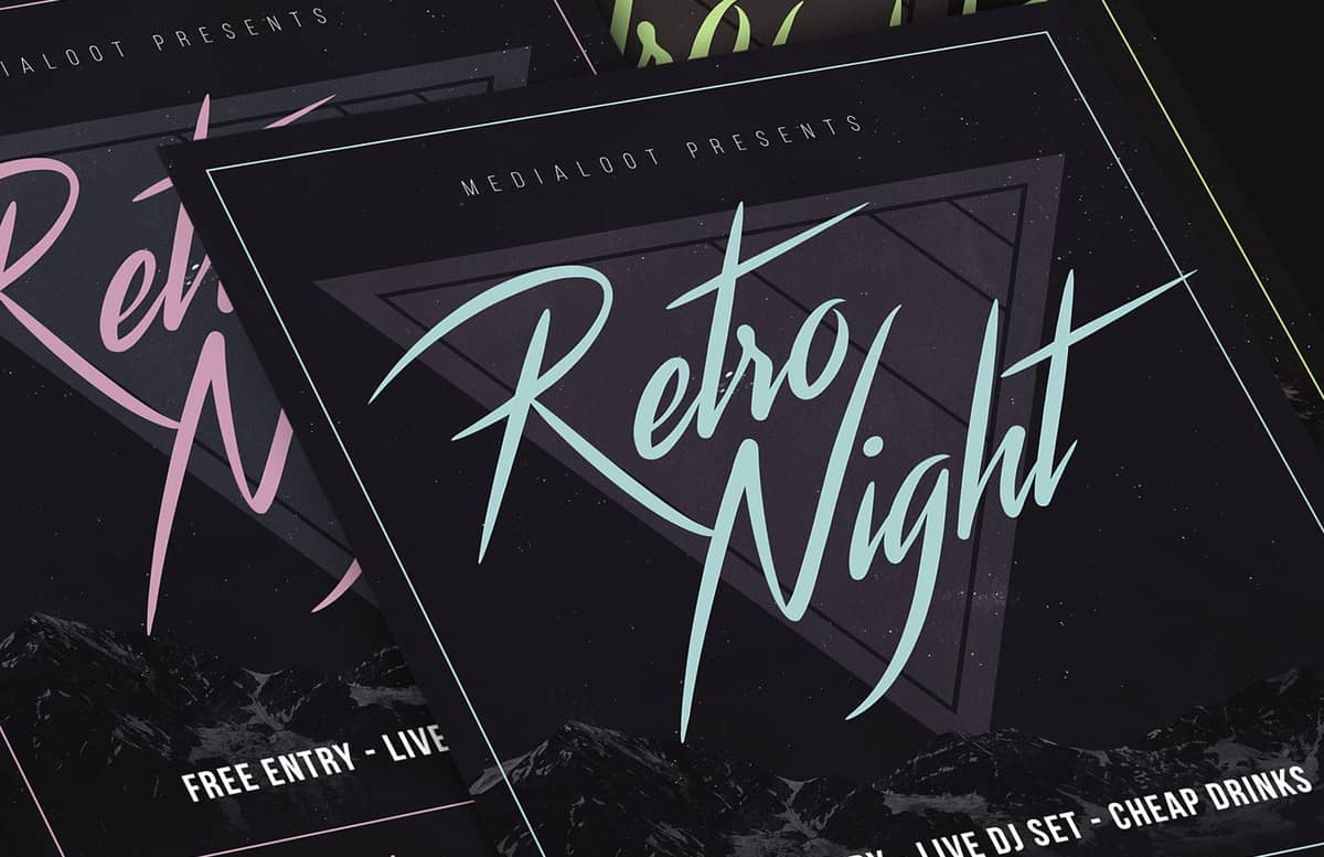 Retrowave 80S Party Flyer Preview 1