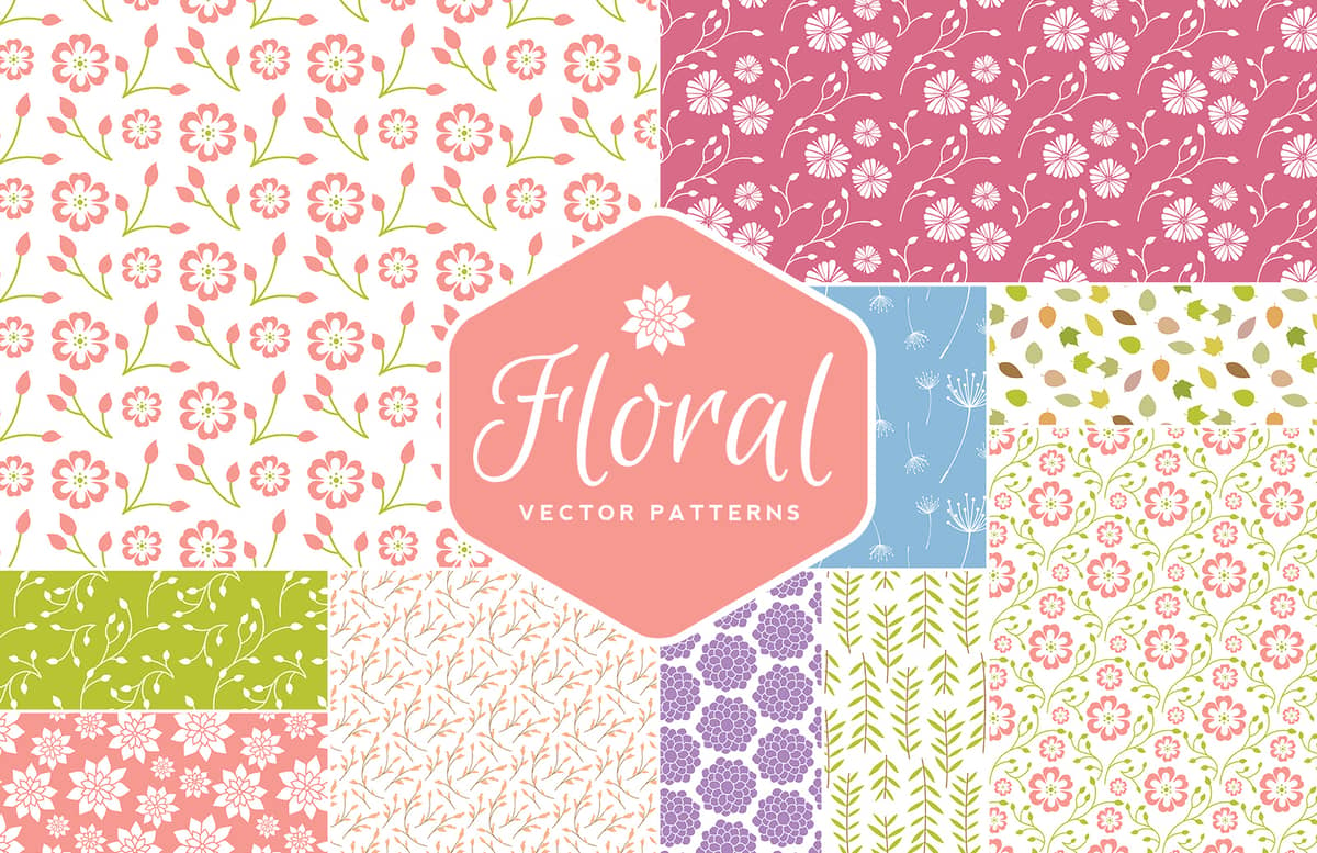 Seamless  Vector  Floral  Patterns  Preview 1