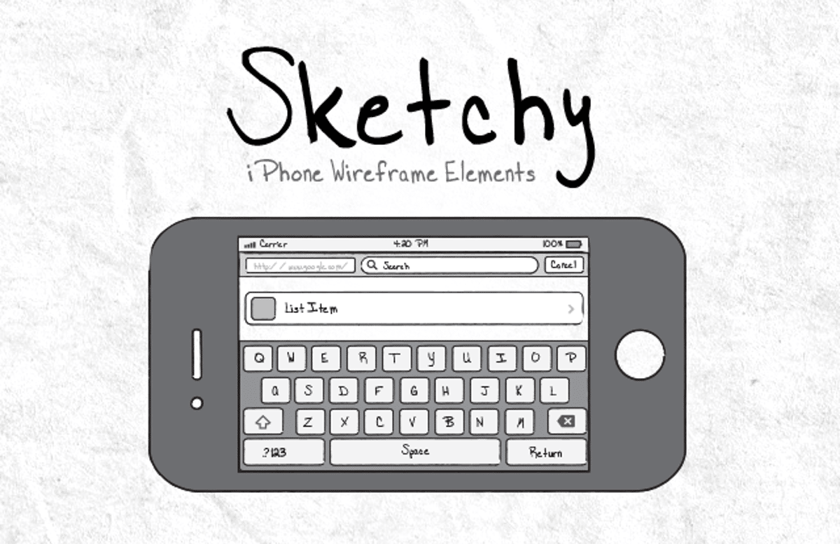 Sketchy I Phone  Wireframe  Elements  Preview1
