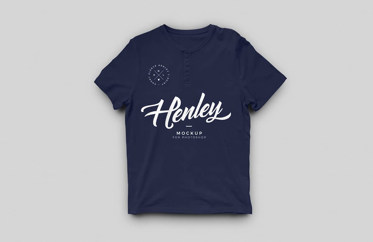 Short Sleeve Henley T Shirt Mockup Preview 1