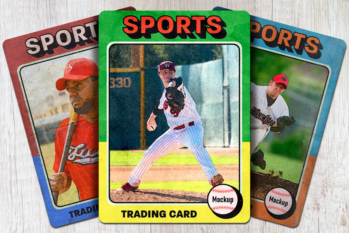 Sports Trading Card Mockup Throughout Baseball Card Template Psd