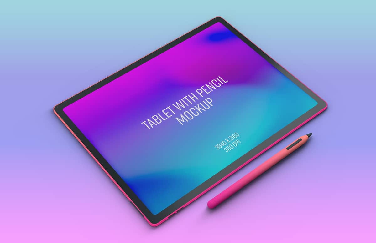 Tablet With Pencil Mockup Preview 1