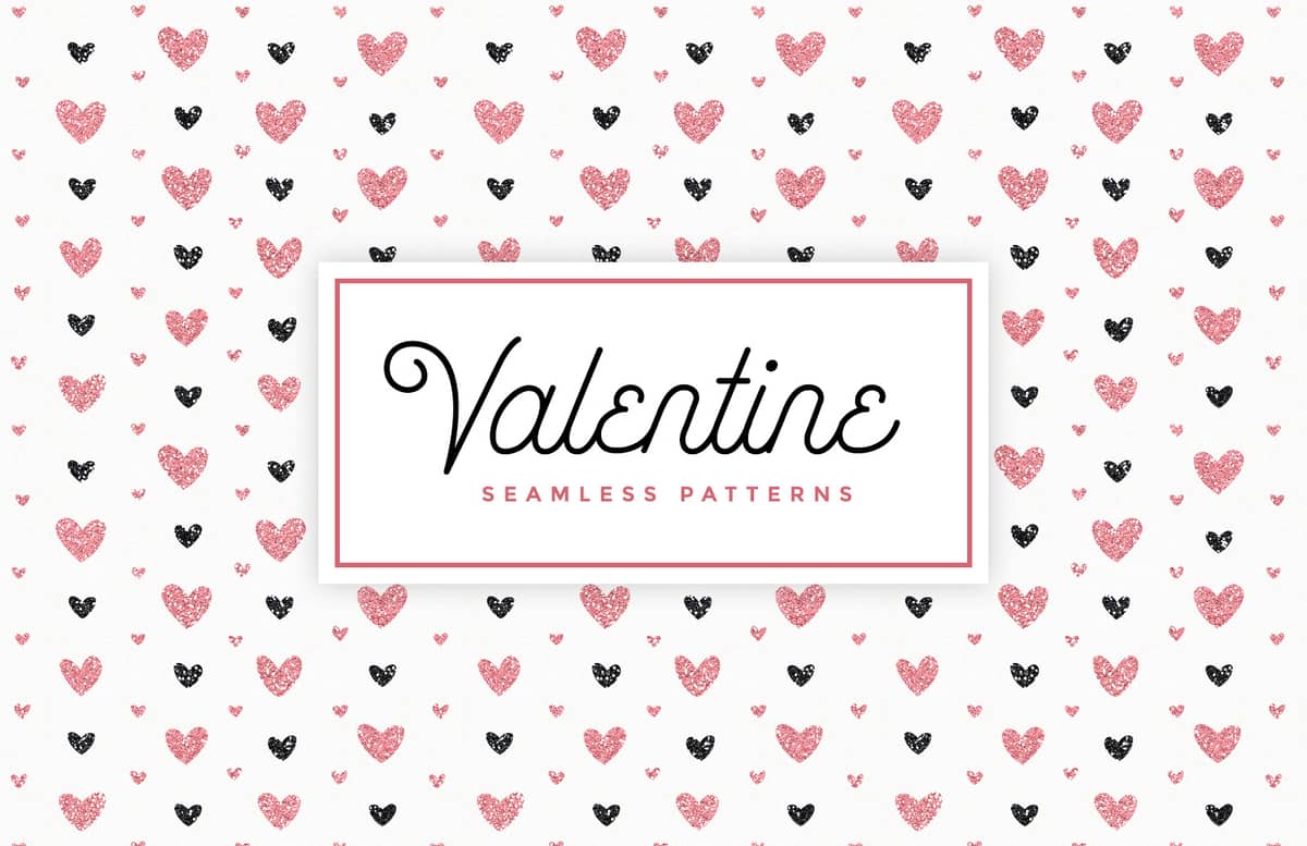 Valentine Glitter Seamless Patterns Preview 1
