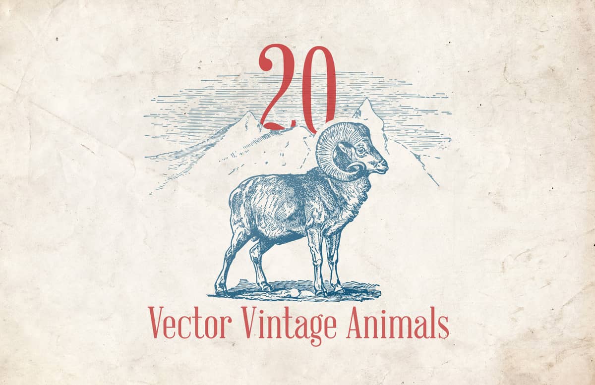 Vector Vintage Animals Preview 1
