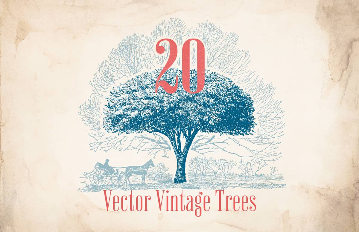 Vector Vintage Trees Preview 1