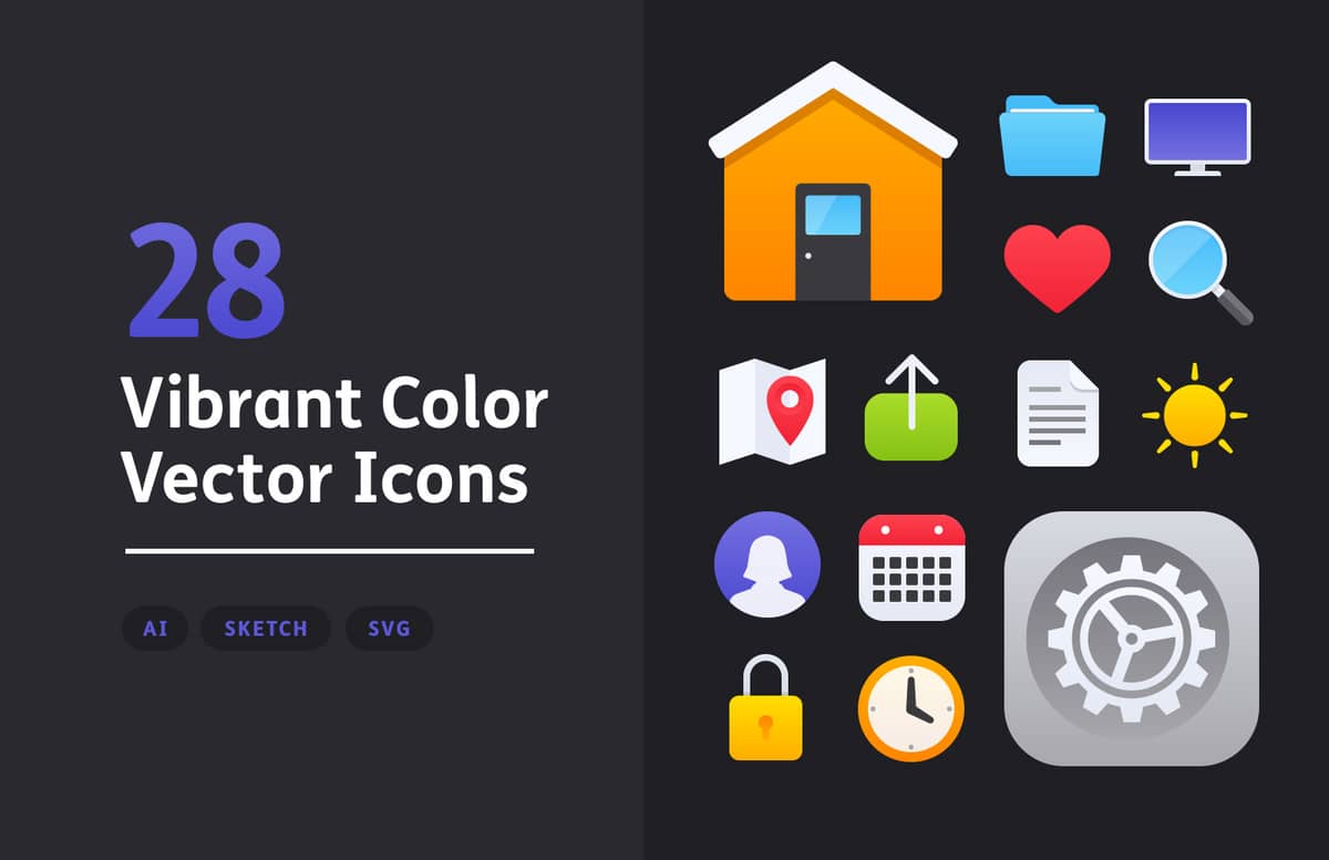 Vibrant Color Vector Icons Preview 1