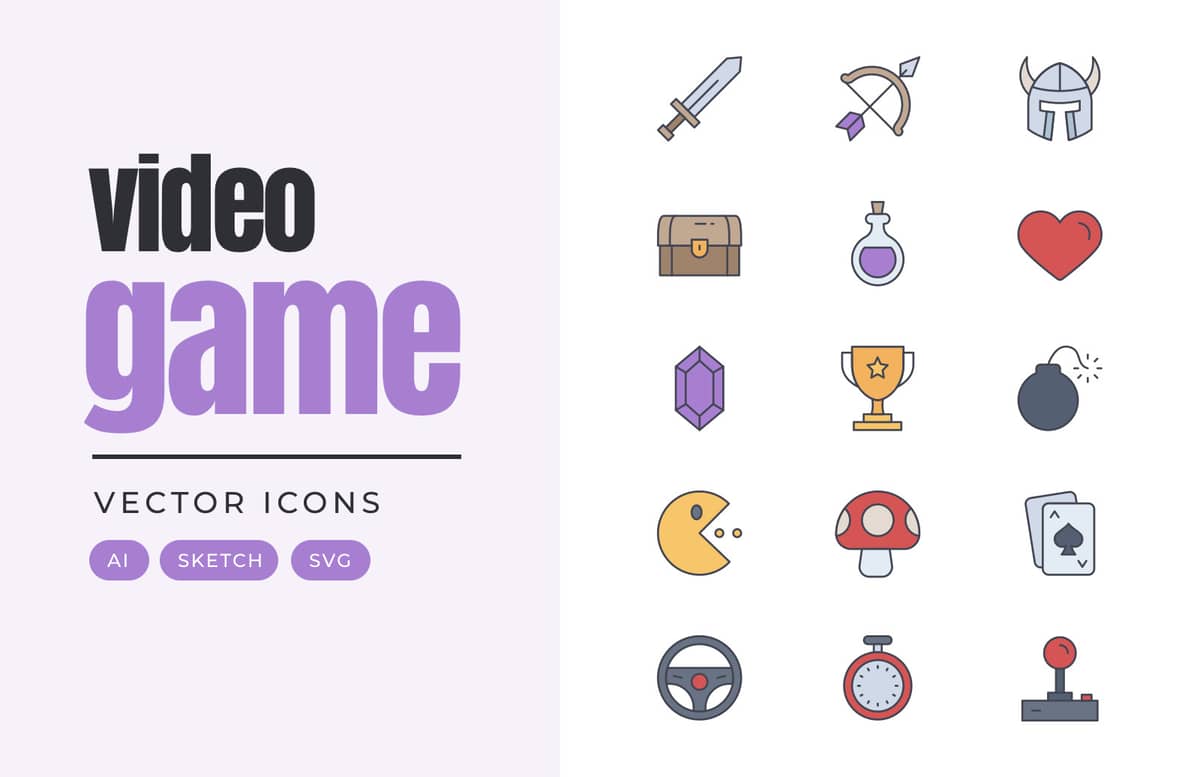 Video Game Vector Icons Preview 1