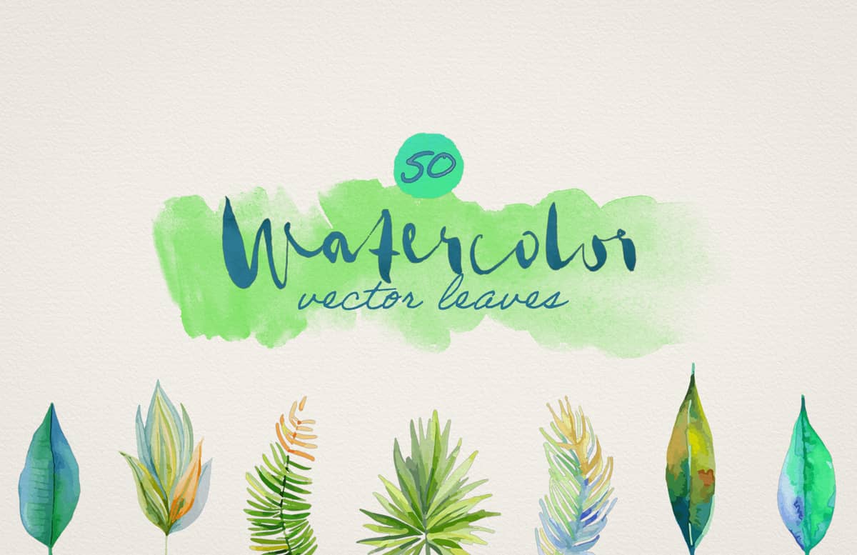 Watercolor Vector Leaves Preview 1