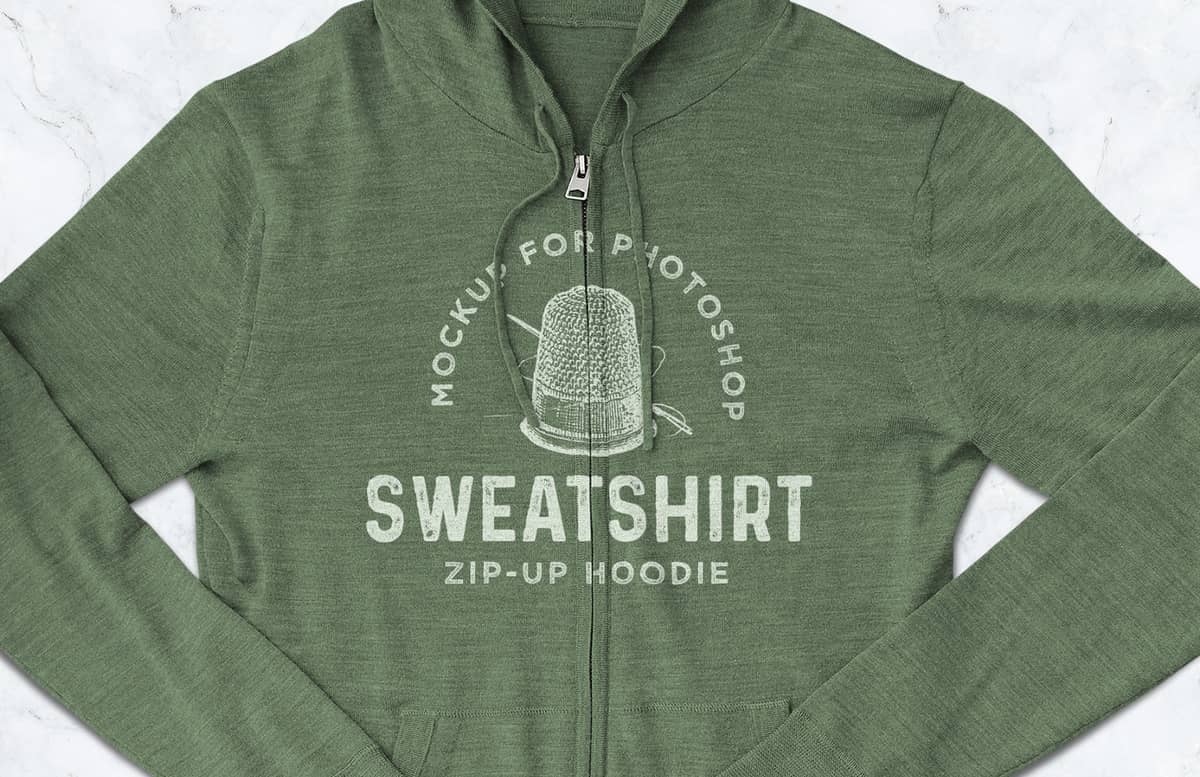 Zip Up Hoodie Sweatshirt Mockup Preview 1