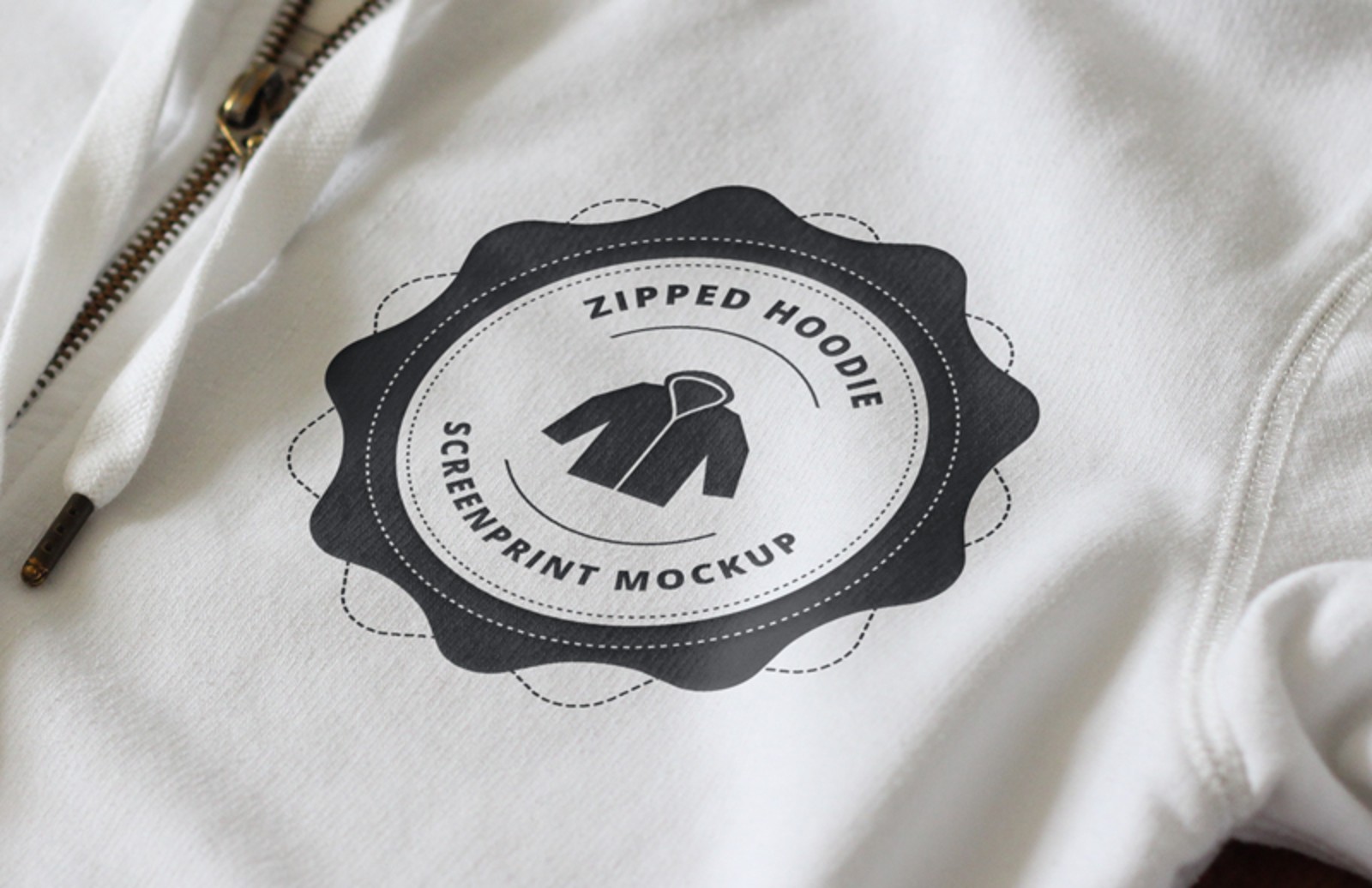 Download Zipped Hoodie Screen Print Logo Mockup — Medialoot