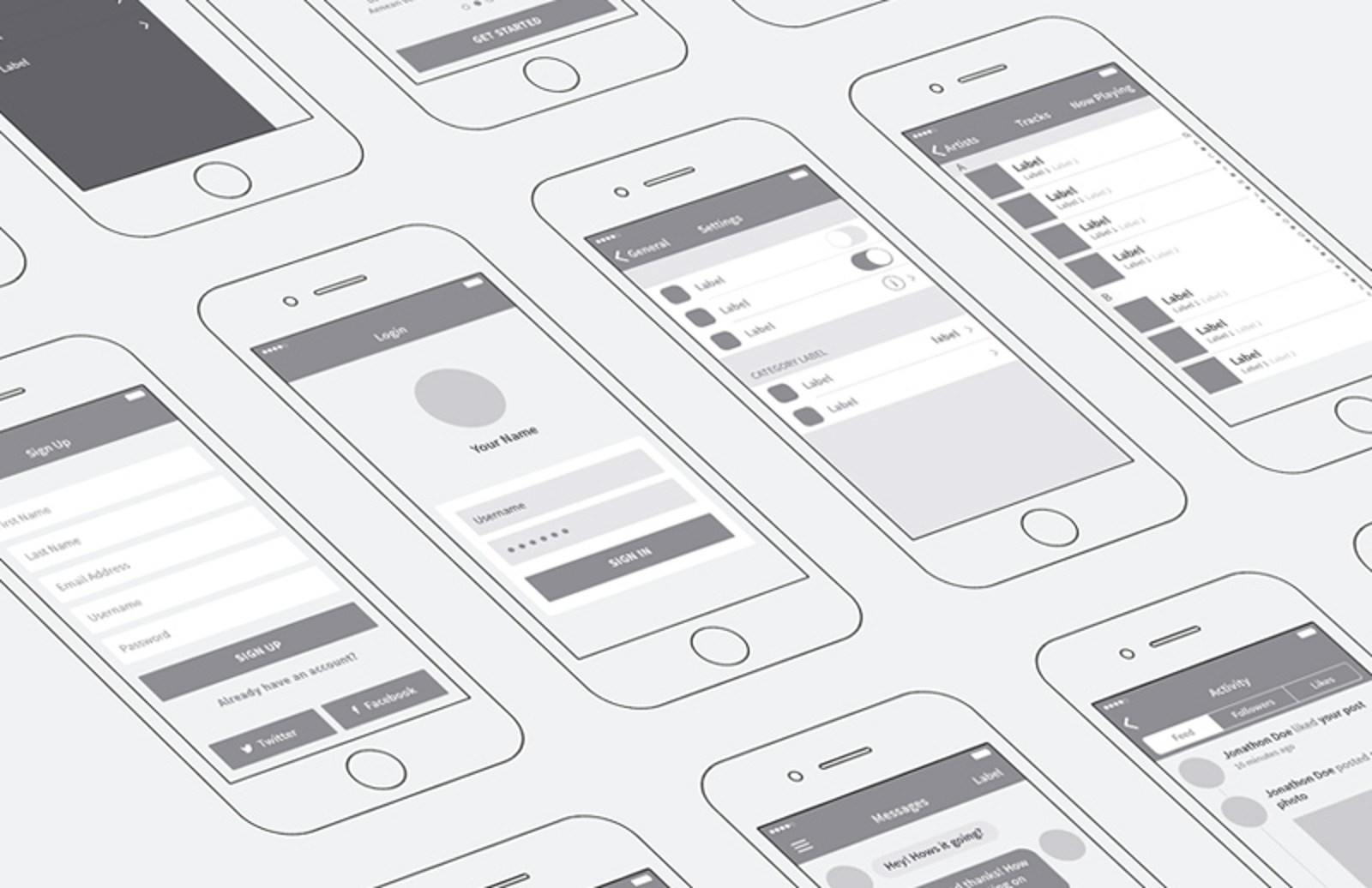 iPhone App Wireframing Kit — Medialoot